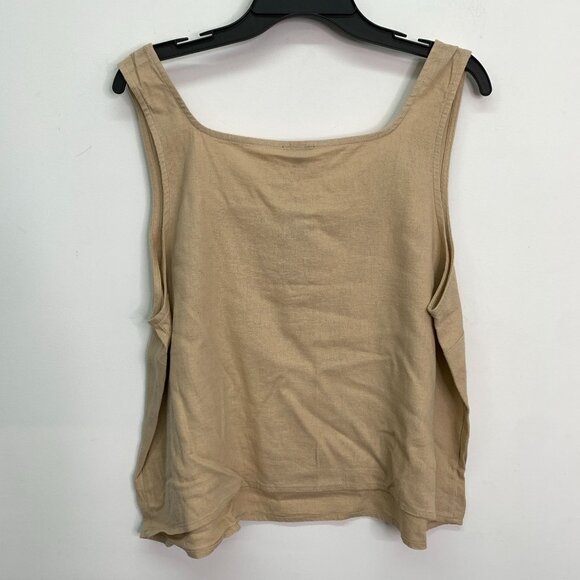 Express Women's Top XL Beige Linen Blend Square Neck Tank Top Size XL - Picture 3 of 7